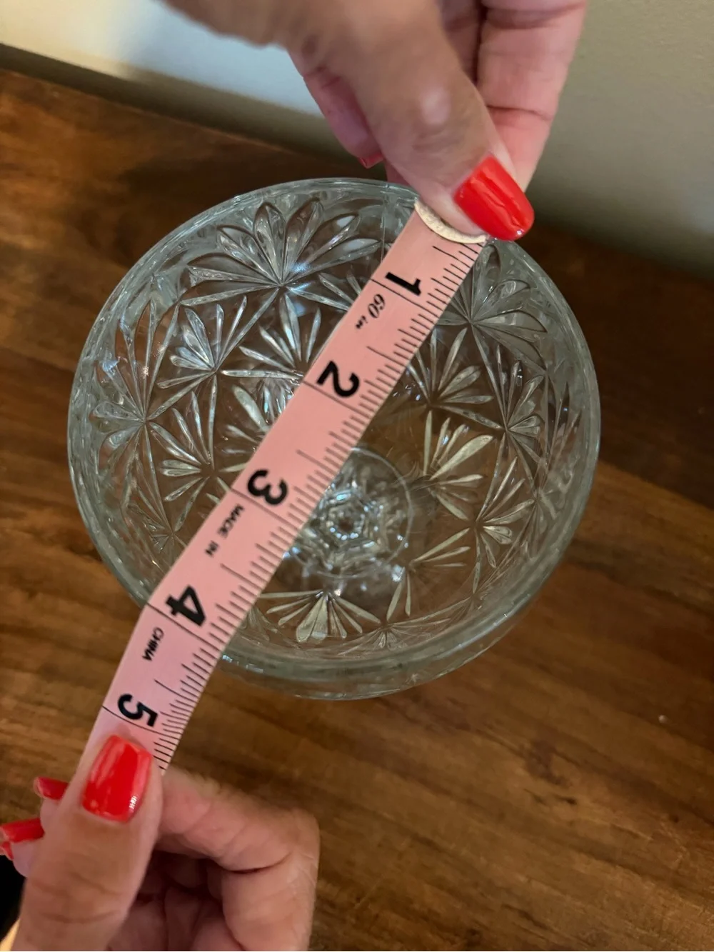 Vintage Teleflora Cut Crystal Footed Goblet Vase Hexagonal Base